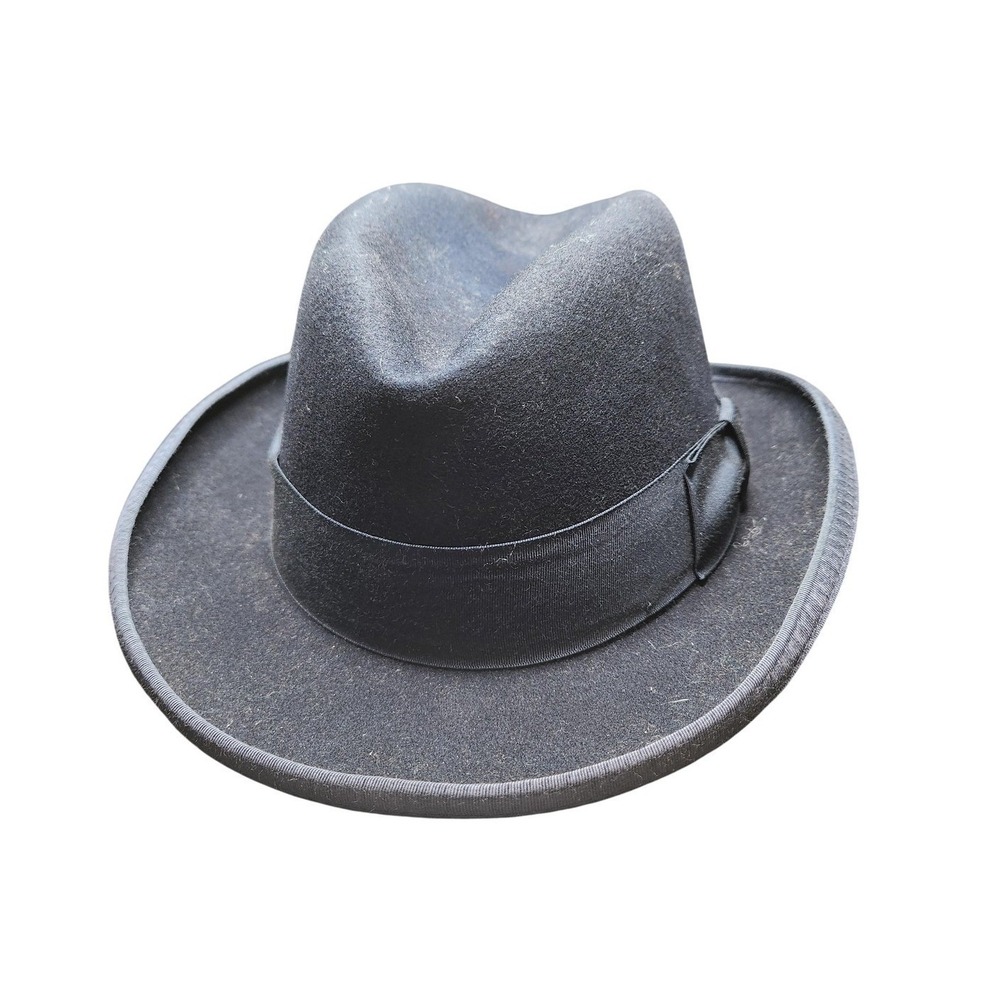 Stacy Adams Hat Homburg Fitted Mens Large Wool Lined Made USA Godfather style